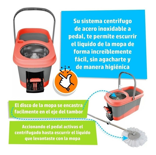 Balde Centrifugado A Pedal Mopa Limpieza Pisos