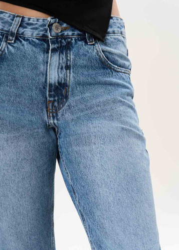 Pantalón Mom Tiro Medio De Jean Rígido - Griffin