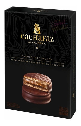 Imagen 3 de 3 de Alfajores Cachafaz De Chocolate 12 Unidades Ventaimportacion