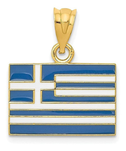 Collar Con Dije De Bandera De Grecia Esmaltada En Oro Amari.