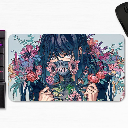 Mouse Pad Anime Girl Mascara Flores Digital Art Gamer M