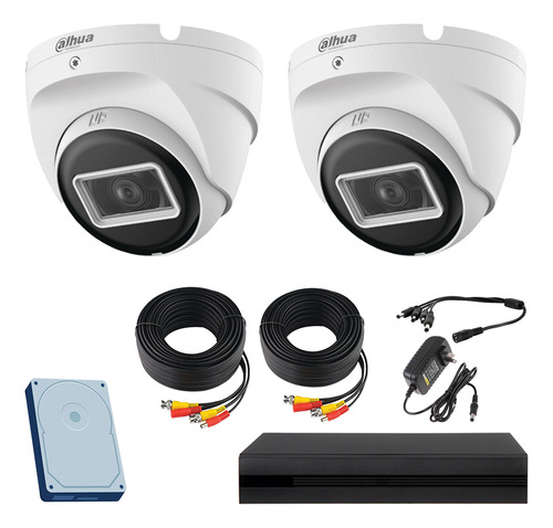 Kit Video Vigilancia 2 Camaras 1080p Dahua 500gb