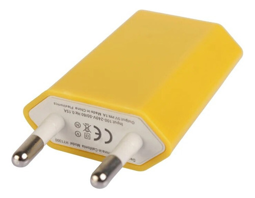 Enchufe Usb Universal 2.1a Cargador Universal Color Amarillo