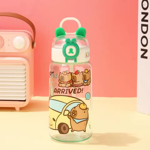 Botella Infantil Antiderrame Capibara 550ml Tapa Rebatible