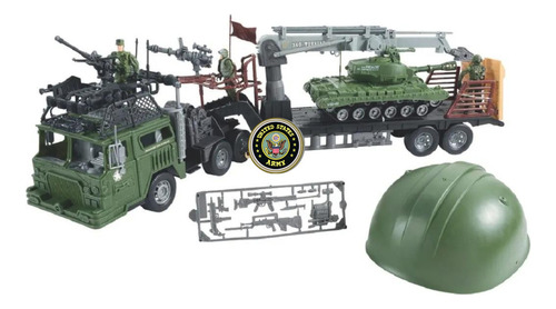 Kit Militar Army Caminhão+ Tanque + Soldados + Capacete
