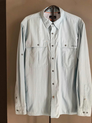 Camisa Para Caballero Orvis Tipo Pesca Talla L Azul Celeste