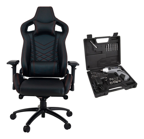 Cadeira Gamer Gs12 preta e chave de fenda sem fio Worpit