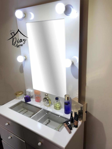 Imagen 3 de 7 de Mueble Para Maquillaje Espejo Hollywood 80cm