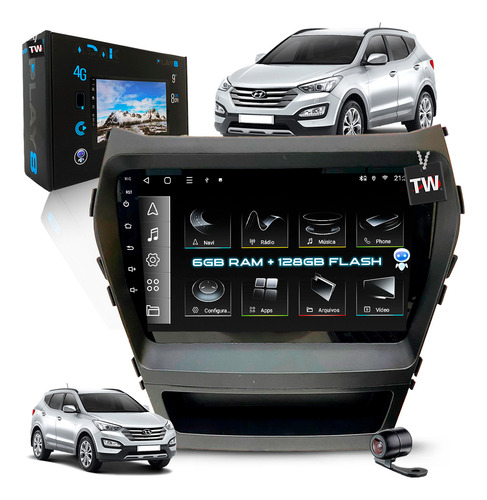 Kit Multimídia Octacore 6+128gb Santa Fé Carplay Android Gps