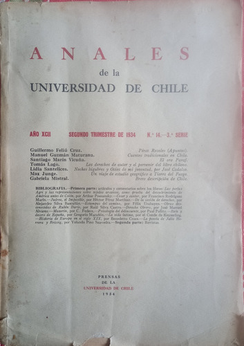 Anales De La U. De Chile Segundo Trimestre 1934 N° 14