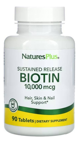 Biotina 10000mcg 90 Tabs - Natures Plus Sabor Sem Sabor