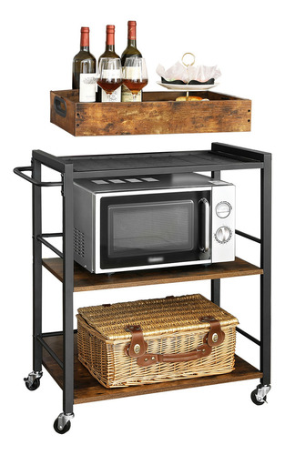 Vasagle Carro De Cocina Con Bandeja Extraíble Ruedas Hierro Color Marrón claro