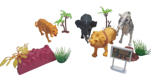 Set De 4 Animales Salvajes, León, Tigre, Etc, Más Accesorios