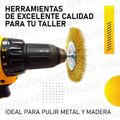 Imagen 4 de 10 de Kit X 5 Cepillo Copa Circular Descarbonizador Para Taladro