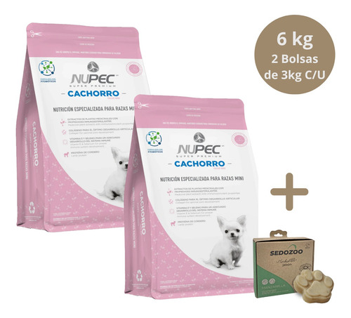 Pack 2 Nupec Cachorro Raza Mini 3kg + Barra De Jabón 80g