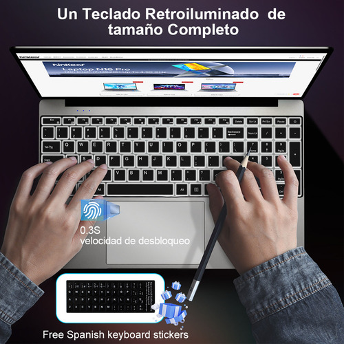 Laptop Ninkear N15air Gaming 15.6 Pulgadas, 1920 X 1080 Ips 60 Hz Visualización Intel® Processor N95 16 Gb Ram 512 Gb Ssd Wifi Desbloqueo Con Huella Dactilar Windows 11