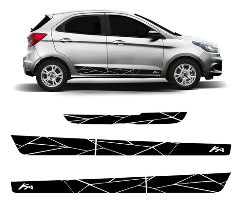 Faixas Ford Ka Hatch 2015/ Adesivos Lateral/traseiro Preto