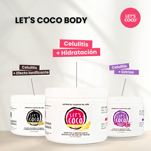 Let's Coco | Exfoliante Corporal Ultra Hidratante, Lets Coco Body - Exfoliante De Café, Anti-celulitis, Para Todo Tipo De Piel - Contenido Neto 330 Gr 11 Oz
