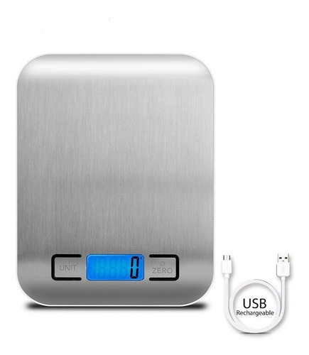 Imagen 3 de 6 de Balanza Gramera Digital De Cocina Recargable Usb 5000 Gr