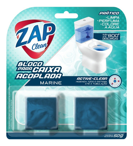 2 Un. Tablete Sanitário Para Caixa Acoplada Zap Clean Marine