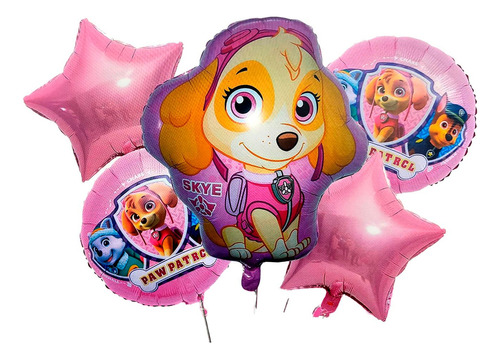 Bouquet Globos Skye Patrulla Canina Paw Patrol Fucsia Niña