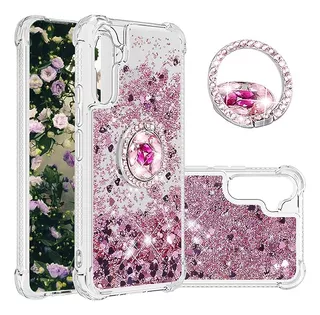 Funda Con Glitter Y Anillo Para Samsung Galaxy A34 5g Rosa