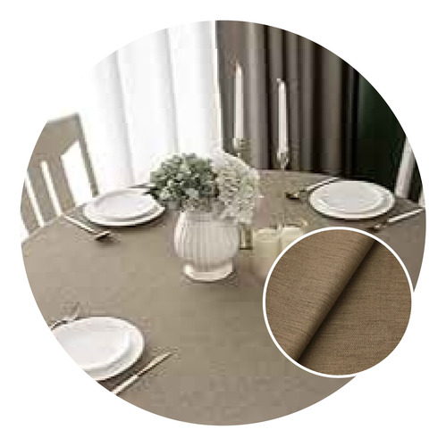 Mantel Redondo Ecocuero Impermeable Lavable Texturado 1.40 Beige