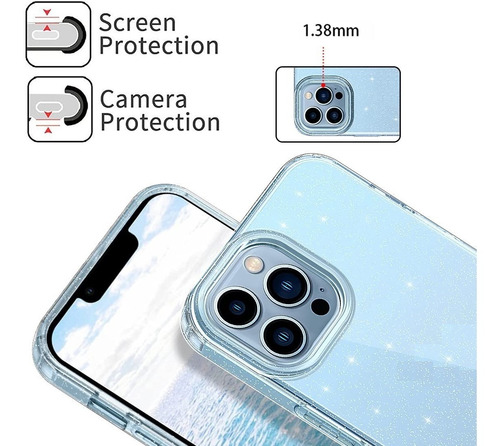 Capa Compatível iPhone 15 Pro Max Tela 6.7 Clear Glitter