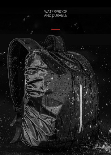 Imagen 5 de 10 de Mochila Casco Motociclista Impermeable Reflejante 29 Litros