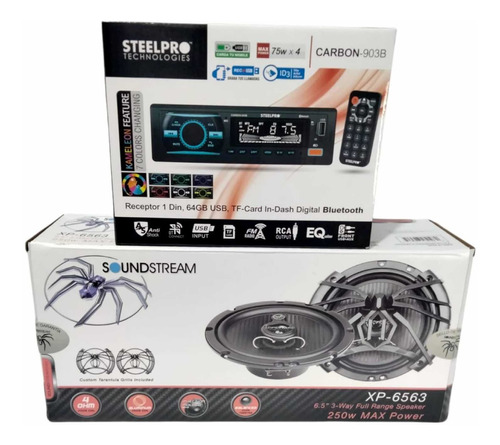 Autoestéreo Steelpro Bluetooth Y Bocinas Soundstream  6.5