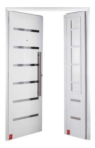 Puerta Y Media Vidriada Pavir Verona 50 Blanca Epoxi Libre De Mantenimiento 131x205 Vidrio Postigo Galvanizada