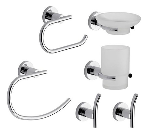 Set 6 Accesorios Para Baño- Cromo- Fv- Prestigio