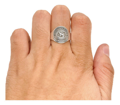 Anillo Escudo Equipo FĂștbol Argentina Independiente Rivadavia Mendoza B - Mediano Plata 925