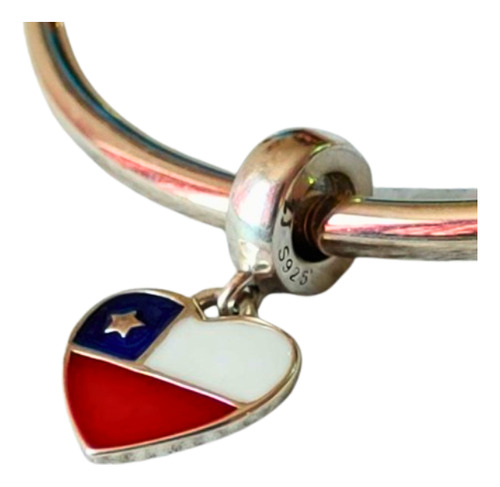 Charm O Dije De Plata Colgante De La Bandera De Chile