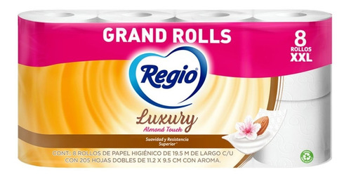 Papel Higiénico Regio Luxury Almond Touch 8 Rollos