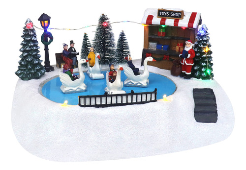 Tienda De Navidad Con Cisnes En Movimiento  Aldea Musical A
