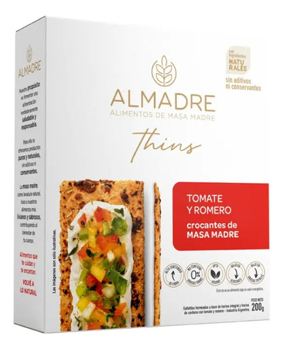 Thins Crackers Almadre - Tomate Y Romero X 160g X 12 Uds.