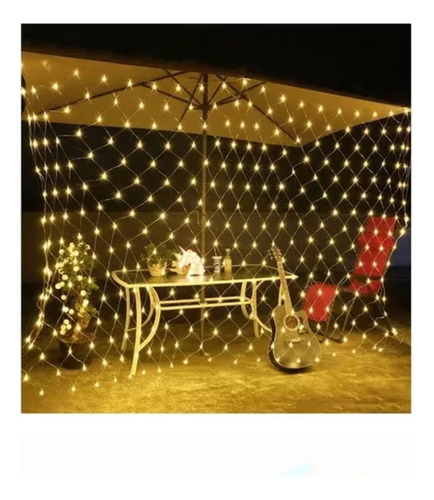 Luces Cascada Malla Led Solar 3x3mts Navidad Decoración