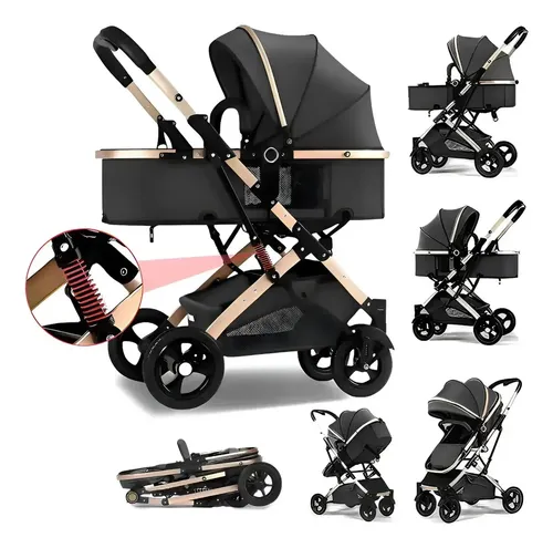 3 Em 1 Carrinho Bebé ,dobrável,versátil E Prático! Reversíve Preto