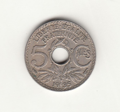 Moneda Francia 5 Centimes 1935 Serie Lindauer (c85)