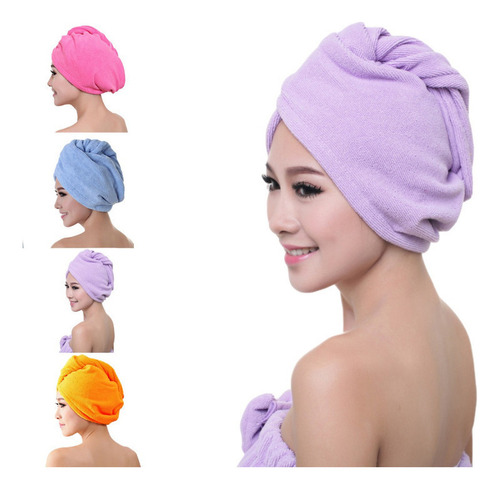 Hjb 4 Toallas Microfibra For Secar El Cabello Gorro