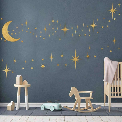 Calcomanías De Pared De Estrellas Doradas, Vinilos Deco