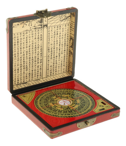 Brújula China Vintage Grande Bagua Feng Shui Luo Pan Con