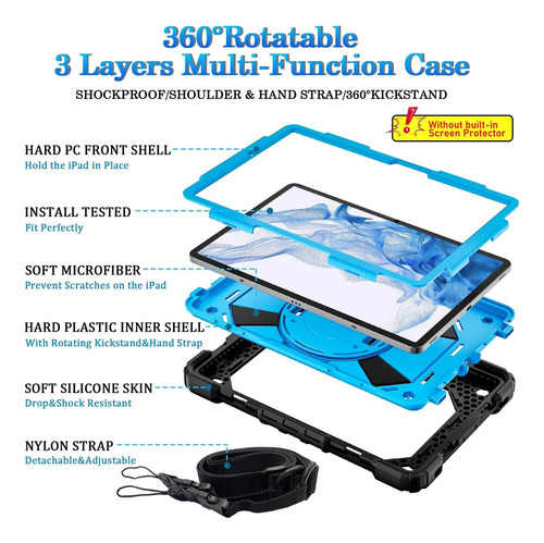 Capa De Silicone E Pc Para Samsung Galaxy Tab S8/ta Tablet
