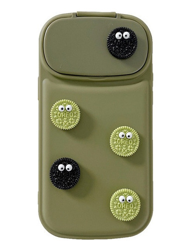 Funda De Teléfono De Galleta Negra Y Verde Para 14 13