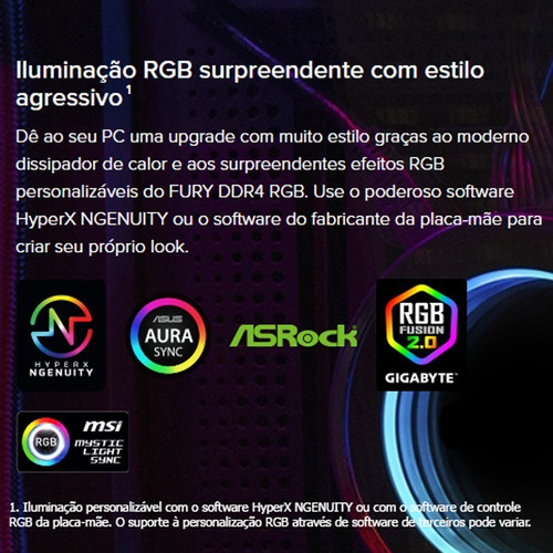 Imagem 4 de 4 de Memória Hyperx Fury Rgb 16gb 3000mhz Black Hx430c16fb4a/16