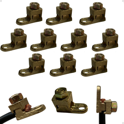 Terminal Sapata Aperto Pressão Fundido Kit 10 Pçs Cabo 10mm