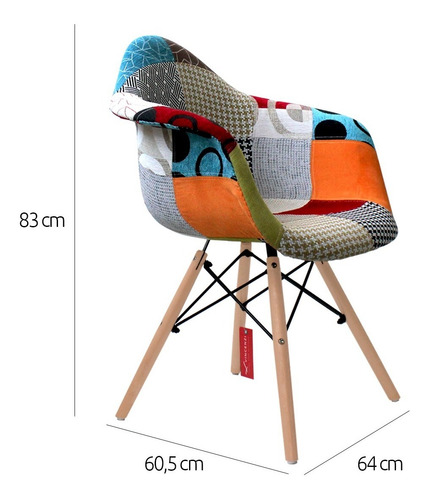 Imagen 3 de 8 de Silla Poltrona Eames Patchwork Delhi Vincenzi R2740
