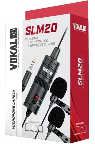 Imagem 1 de 5 de Microfone Vokal Slm-20 Lapela Duplo P/ Smartphone /pc