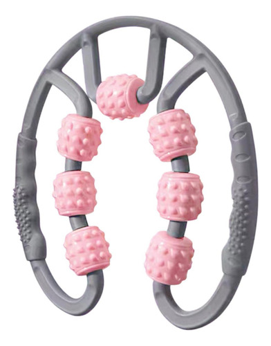 Rodillo Muscular Para Piernas, 7 Ruedas, Gris Y Rosa